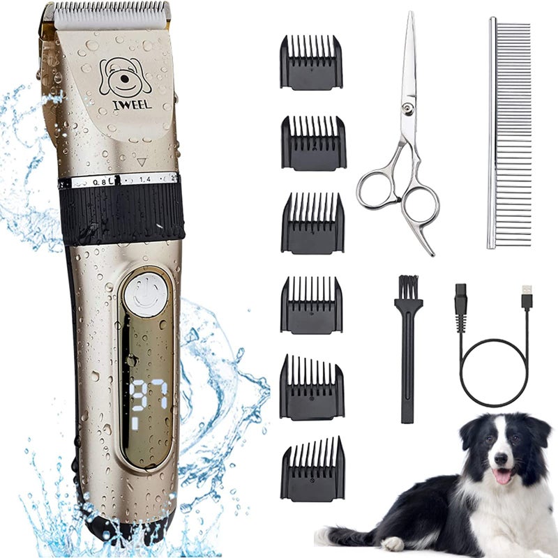 IWEEL Dog Clippers, 2-Speed Professional Rechargeable Cordless Cat Shaver and Low Noise Water Proof Electric Dog Trimmer Pet Grooming Kit Animal Hair Clippers Tool with Scissors Combs - Image 1